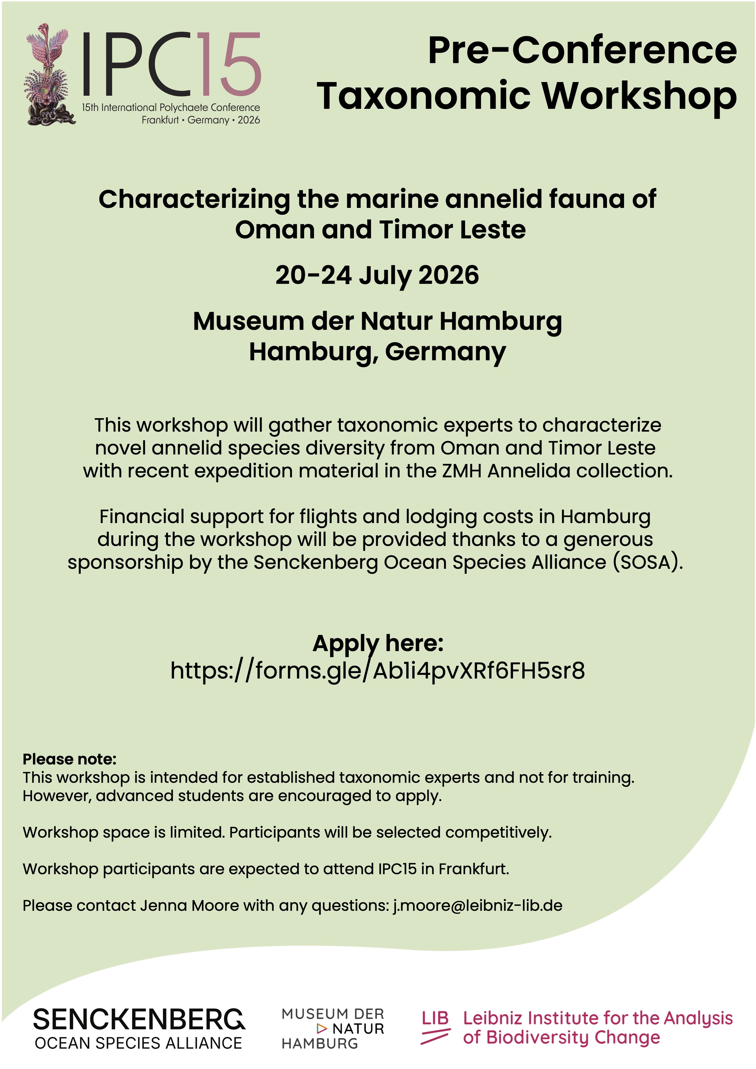 Pre-conference taxonomic workshop announcement